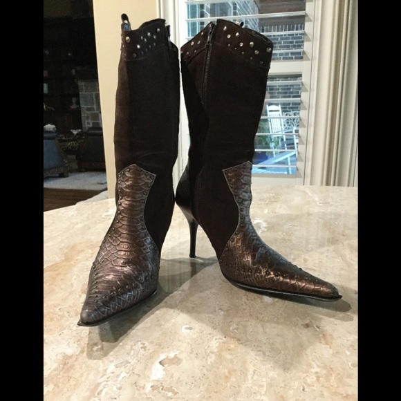 Shoes - Brown/Bronze Leather/Suede Boots - Size 8.5 (EUC)